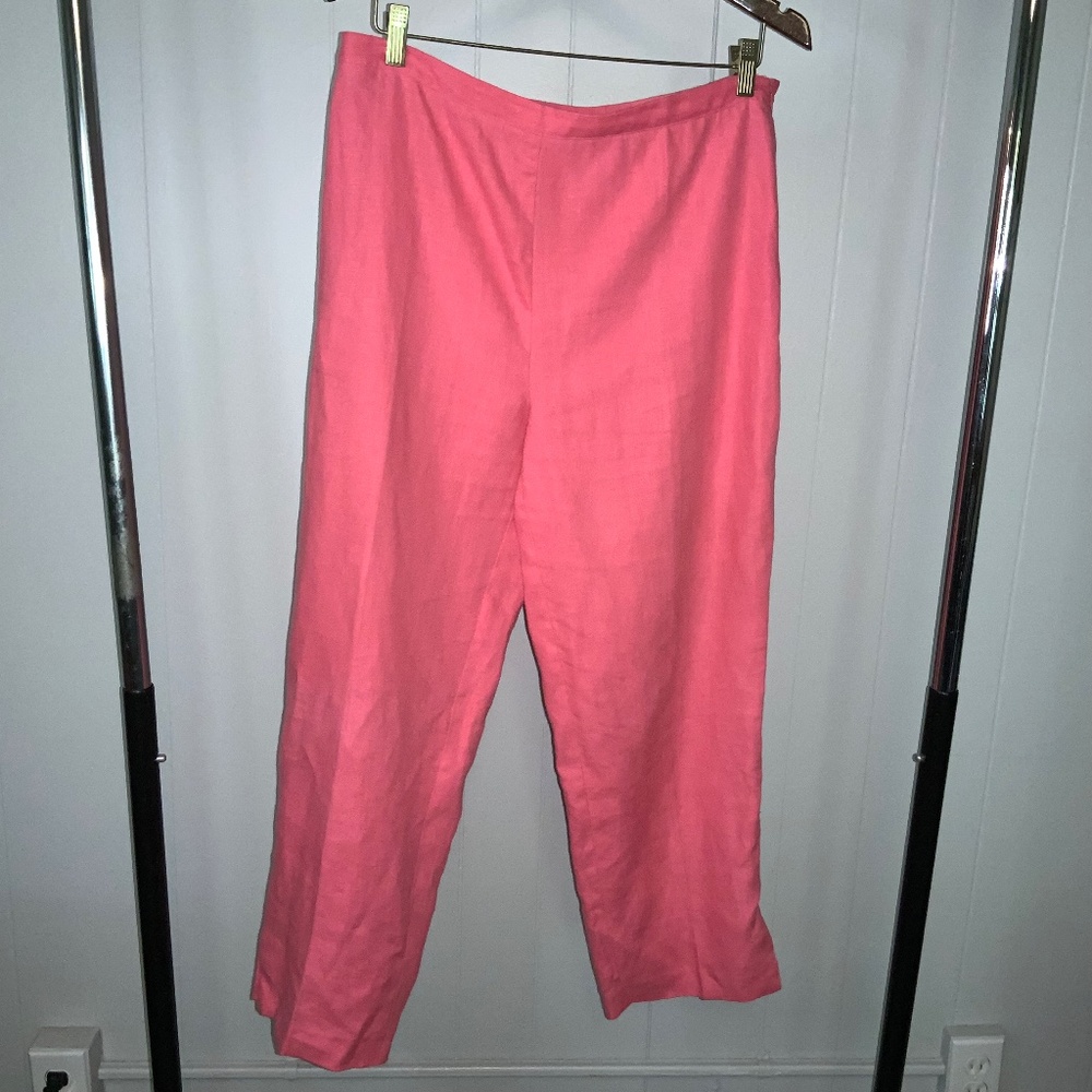 John Paul Richard coral 100% linen pants Sz 12 ankle
